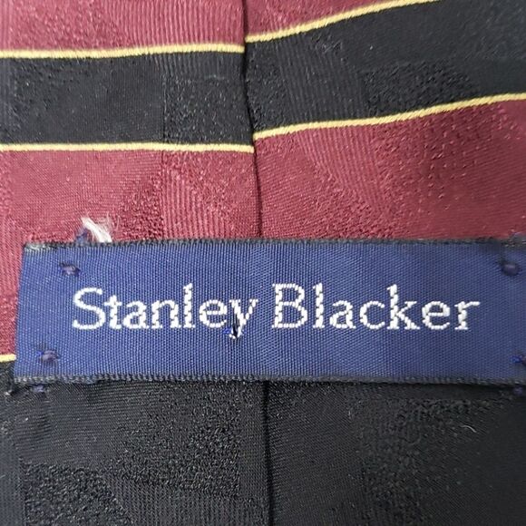 Vintage 80s Abstract Maroon Black Art Tie - Picture 7 of 8